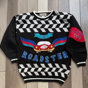 VTG 50’s A’MILANO Paris Milano New York 1958 Roadster Sweater black white L